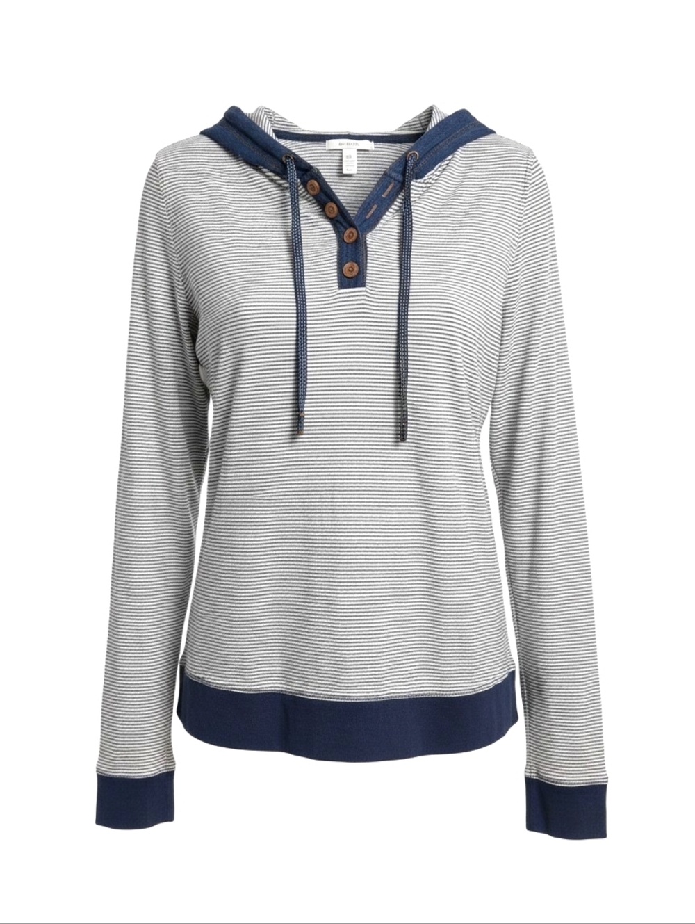 Salute Cultivated Leisure Striped Hoodie Henley Blue White M Casual Lightweight